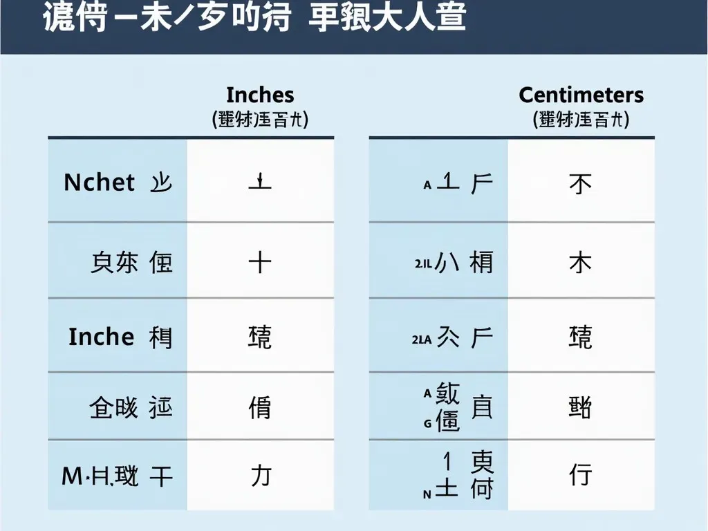 インチからセンチへの換算表